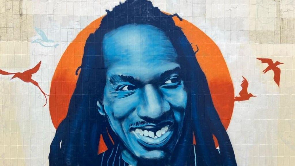 A picture of the mural of Benjamin Zephaniah before it was painted over