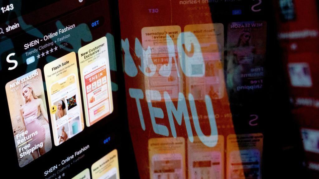 App screens for Chinese e-commerce businesses Shein and Temu