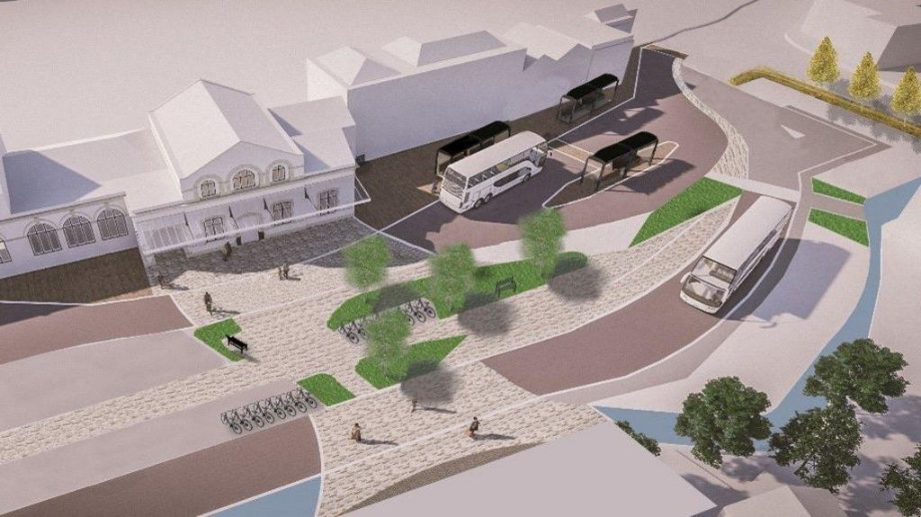 The plans for Salisbury Train station forecourt seen in an artist's impression