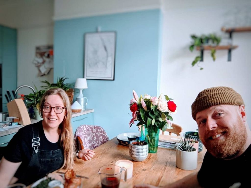 Tom Walker and his wife Annie pictured at home on his Instagram account