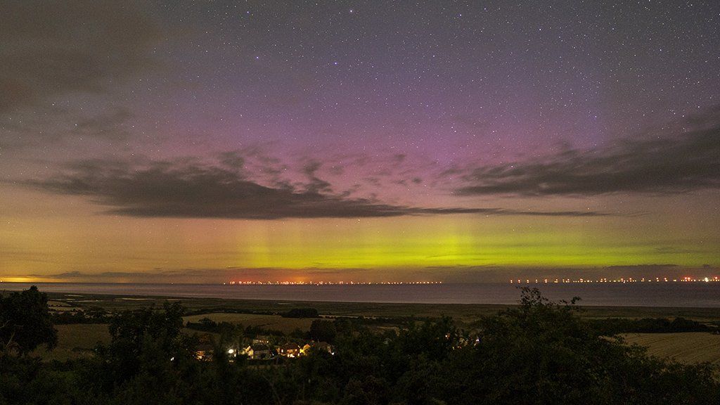 A display of the Northern Lights seen from Salthouse heath in Norfolk