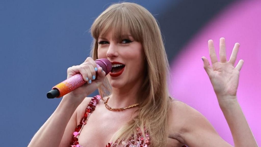 Taylor Swift performing in Dublin during the Eras Tour