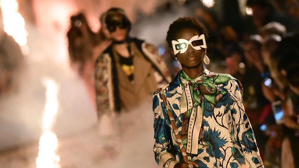 Gucci model stages mental health protest at Milan fashion week