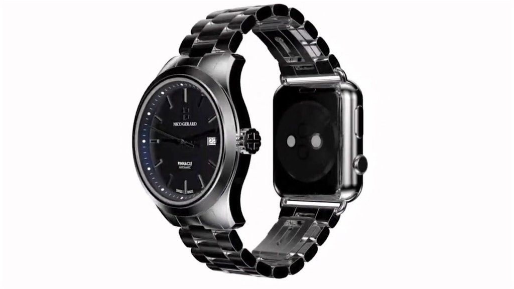 A Nico Gerard watch that combines a traditional watch design with an Apple Watch