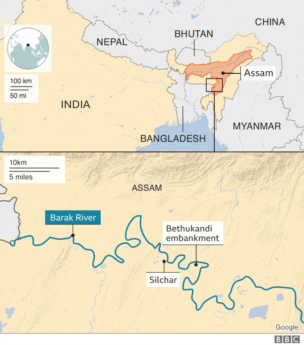 Карта индийского штата Ассам
