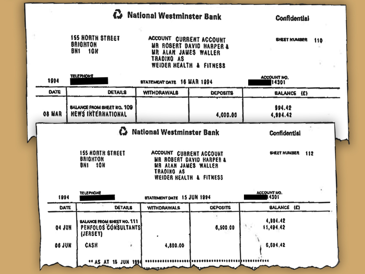 The fake bank statements relating to News International and Penfold Consultants (Jersey)