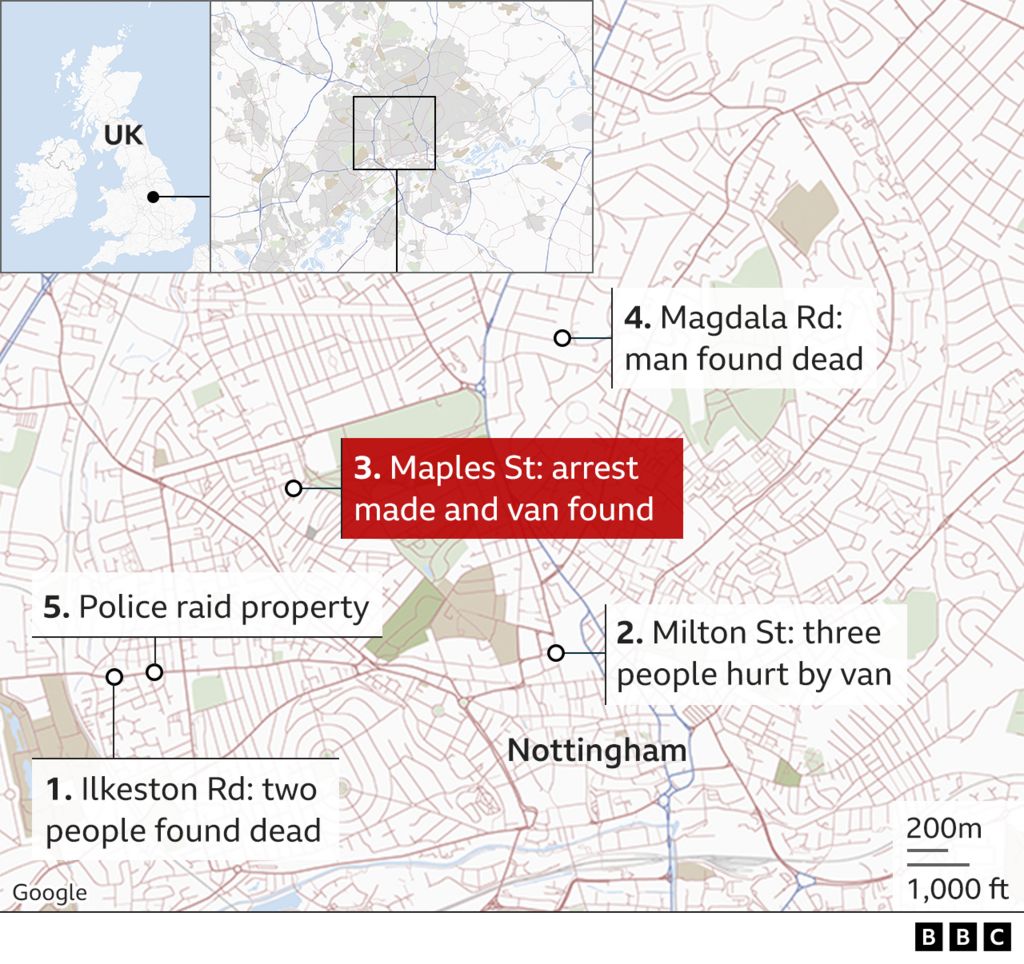 Nottingham incident map