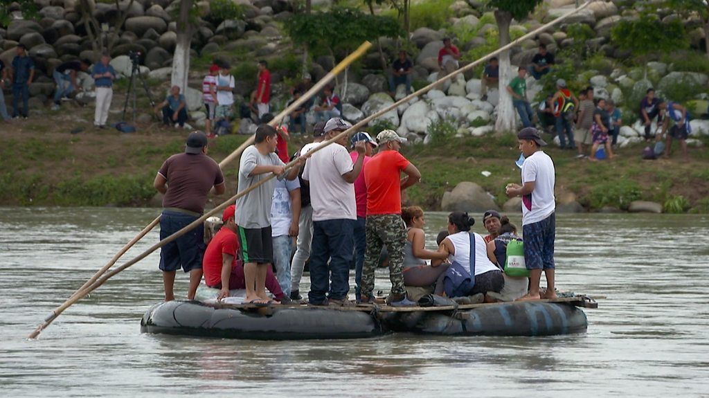 Caravan migrants illegally cross