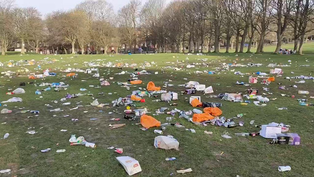 Litter at Hyde Park in Leeds
