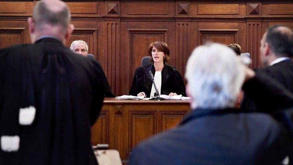 A judge speaks during the trial of the Emirati princesses in front of the Brussels criminal court for human trafficking, on 11 May 2017