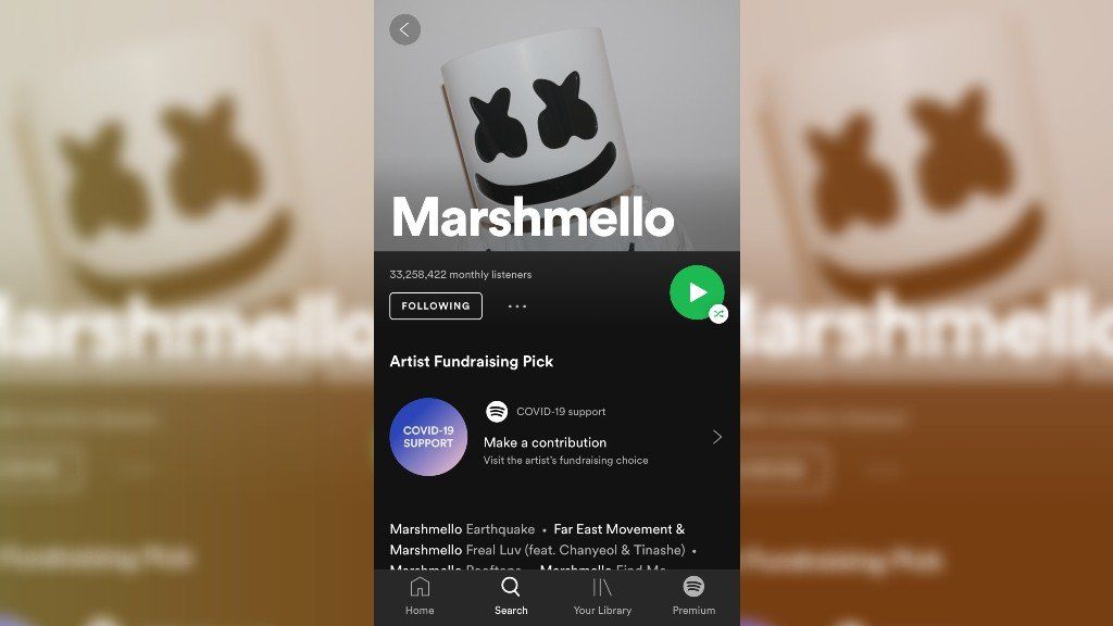 Marshmello's Spotify page