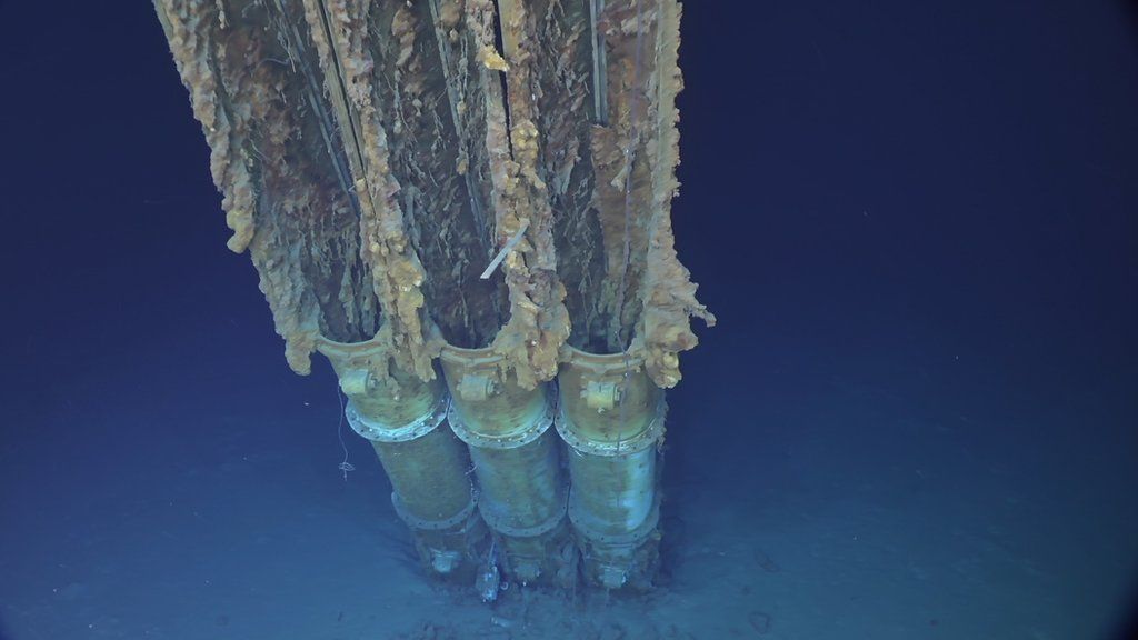 Underwater shot of torpedo tubes