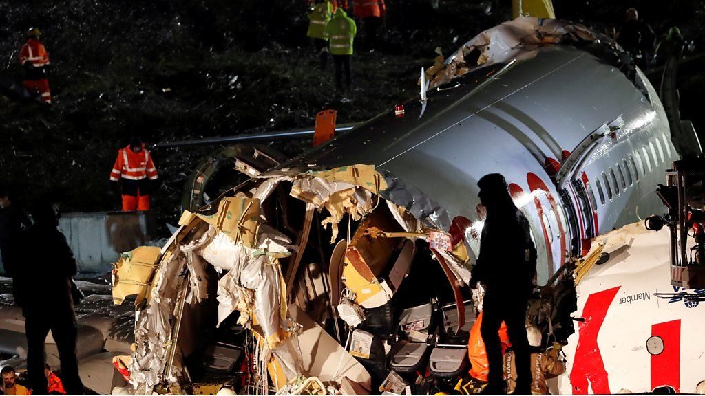 Plane crash at Istanbul's Sabiha Gokcen airport.