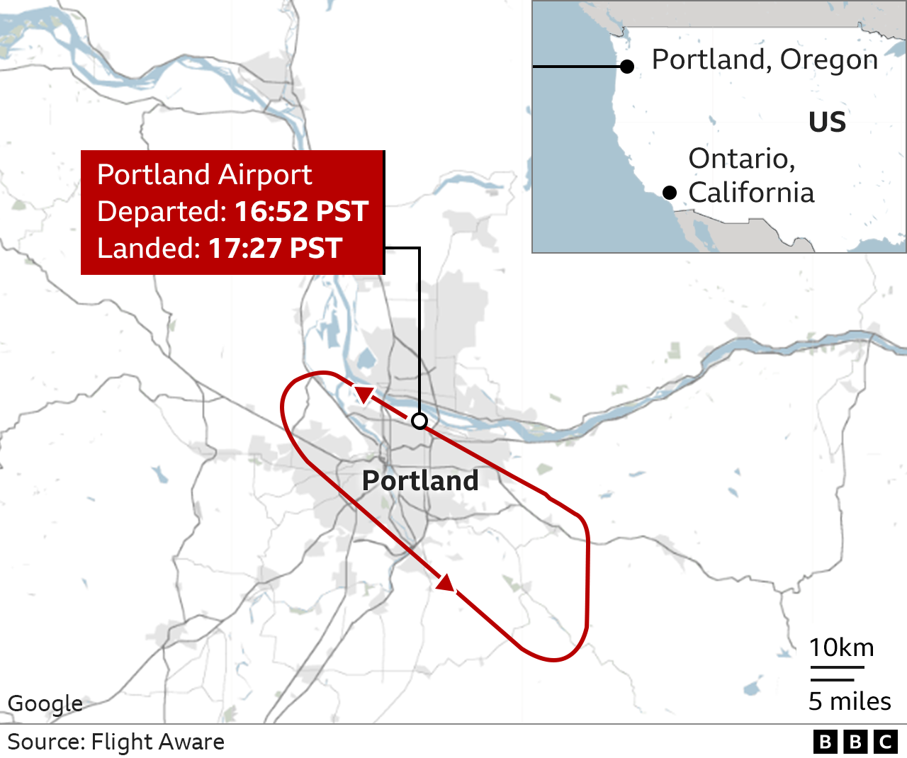 Map of Flight 1282 route