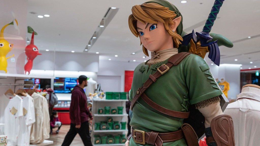 Statue of Link in a Nintendo store in Tokyo, Japan