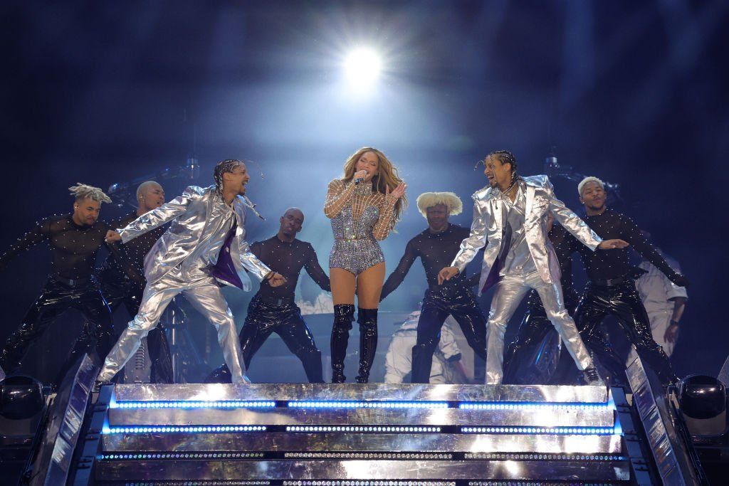 Beyoncé performs onstage during the Renaissnce World Tour at the Tottenham Hotspur stadium on 29 May 2023 in London, England.