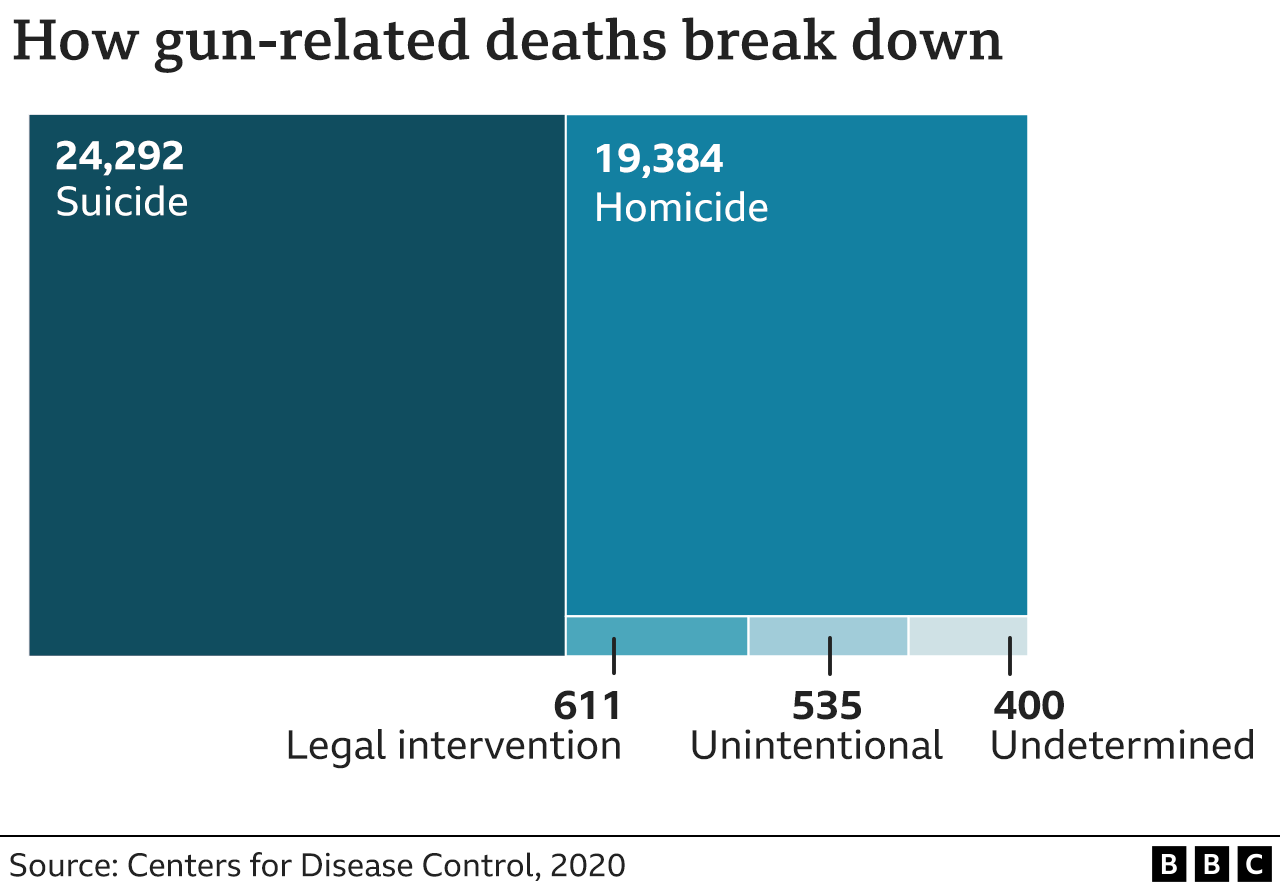 Chart showing a breakdown of gun-related deaths in the US