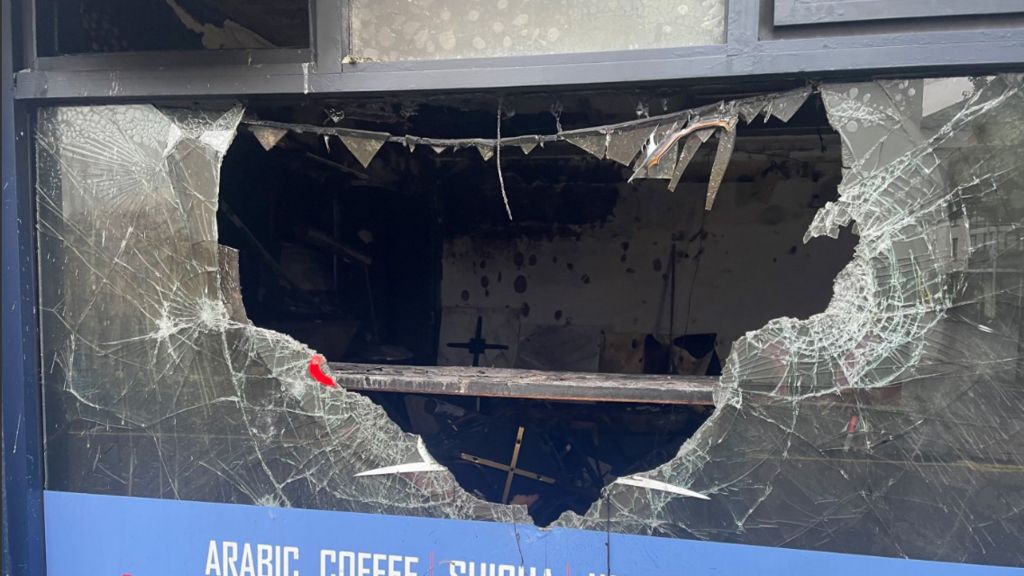 Window smashed at cafe on the Donegall Road