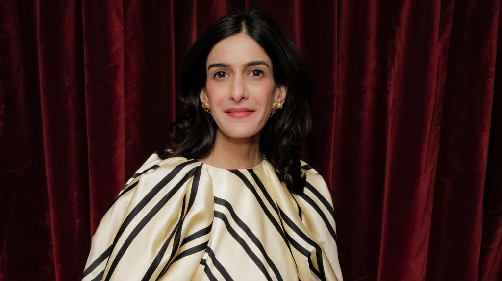 Priya Dogra attends a dinner hosted by Laura Weir, British Fashion Council CEO, and Ben Roberts, British Film Institute CEO, at Mount St. Restaurant on February 18, 2026 in London, England.