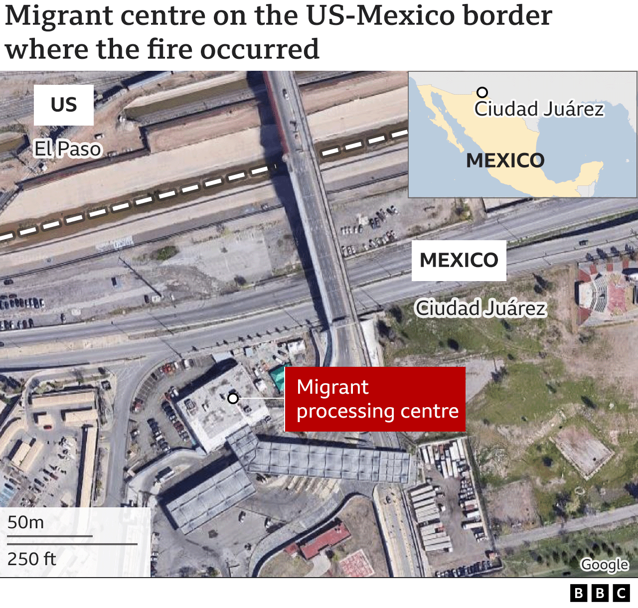 Map showing location of migrant processing centre