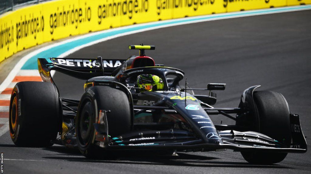 Lewis Hamilton driving his Mercedes F1 car