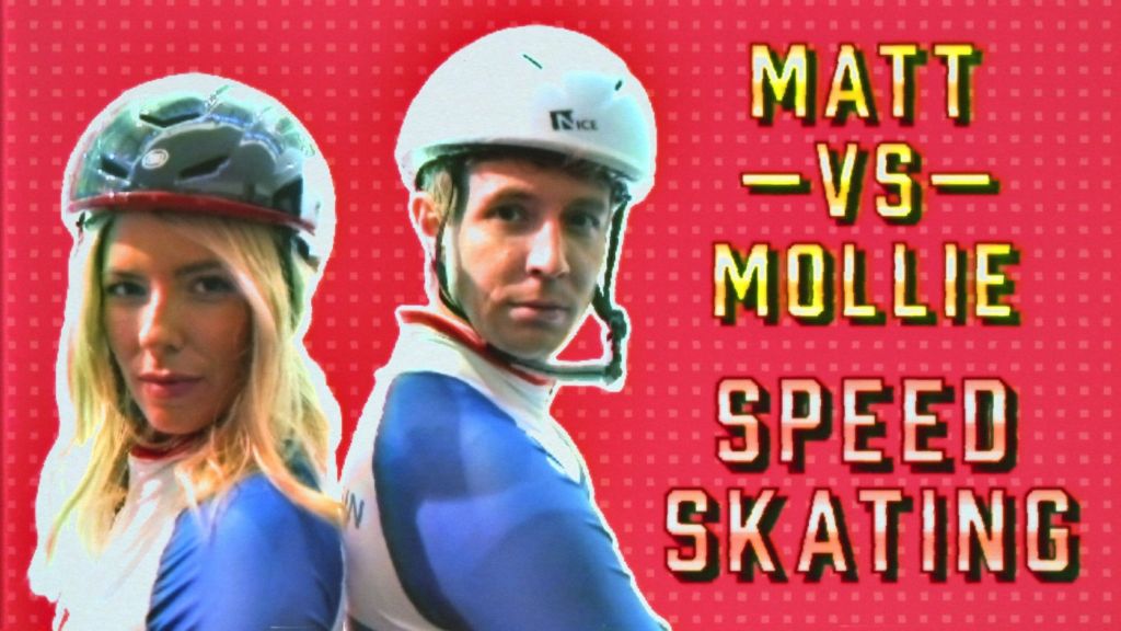 Winter Olympics: Matt Edmondson and Mollie King go head-to-head in speed skating challenge