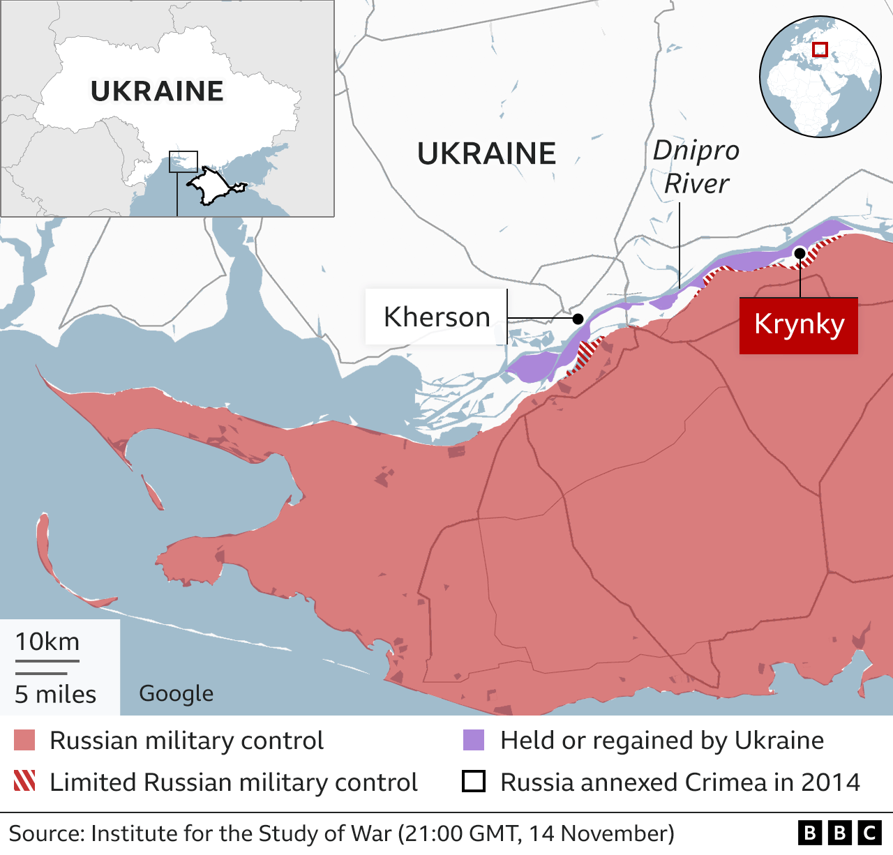 Map of control around Kherson