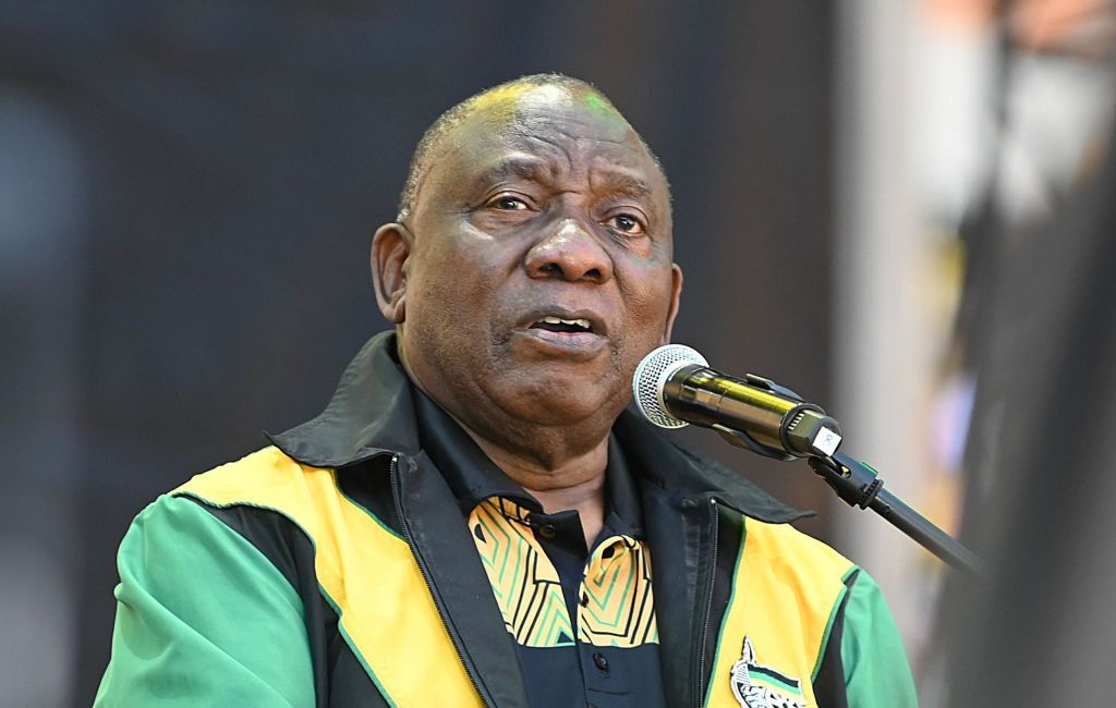 Cyril Ramaphosa, South Africa's president, leader of the ruling party African National Congress (ANC), during the Siyanqoba rally at FNB Stadium in Johannesburg, South Africa, on Saturday, May. 25, 2024