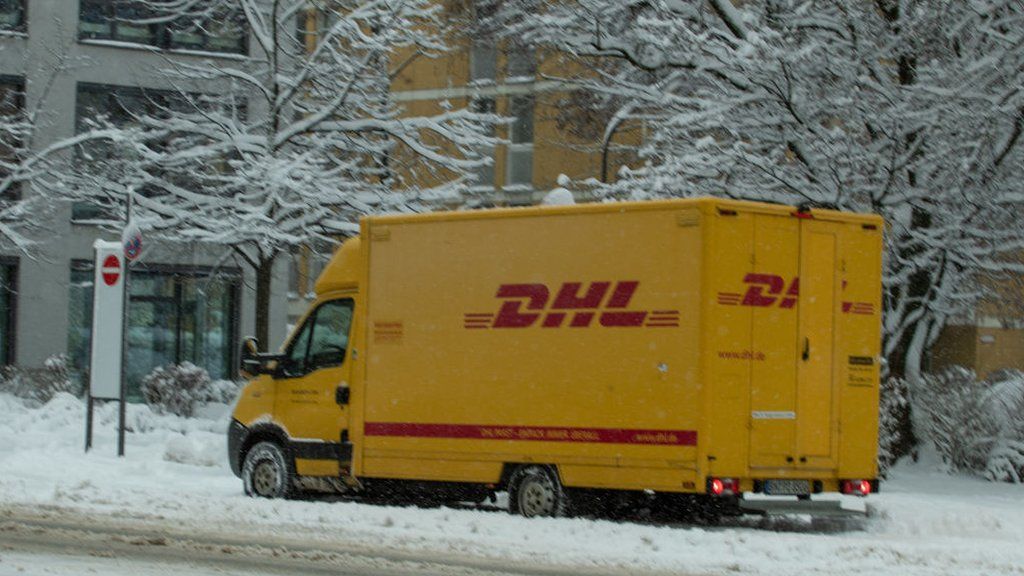 DHL van in snow in Munich
