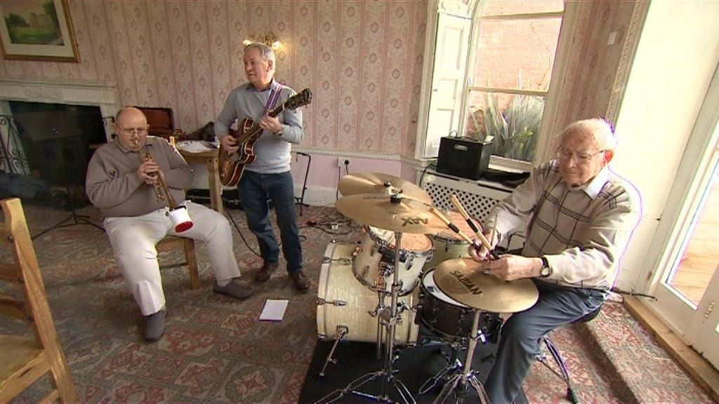 Dave Payne, 67, trumpeter, Arthur Rice, 66, guitarist and Roy Foster, 68, drummer