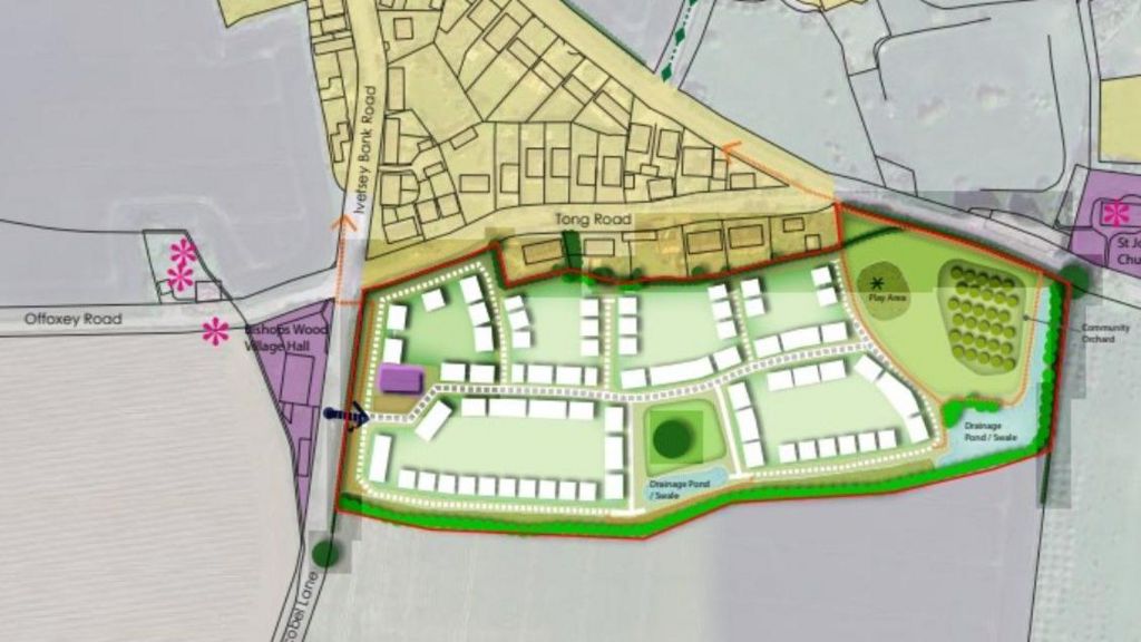 Illustrative masterplan map showing the proposed development at Boscobel Lane, Bishops Wood