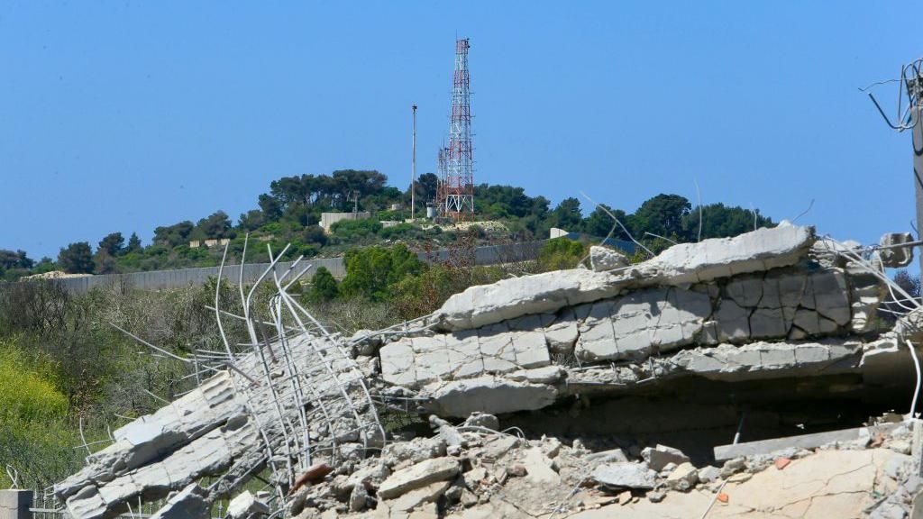 The Israeli military post of Hanita is visible from Alma al-Shaab