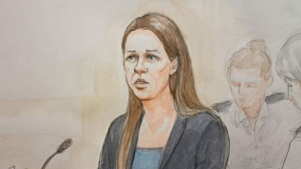 Court sketch of Lucy Letby giving evidence
