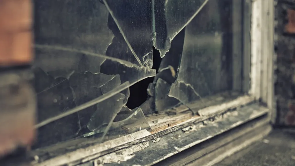 The window was broken with a