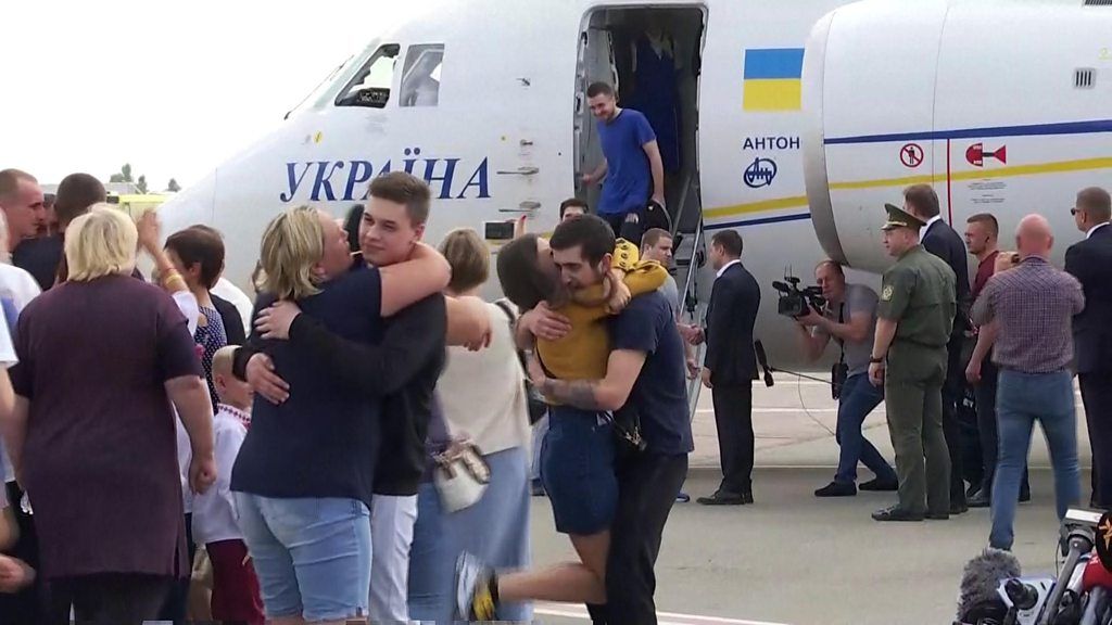 Ukrainians meet families