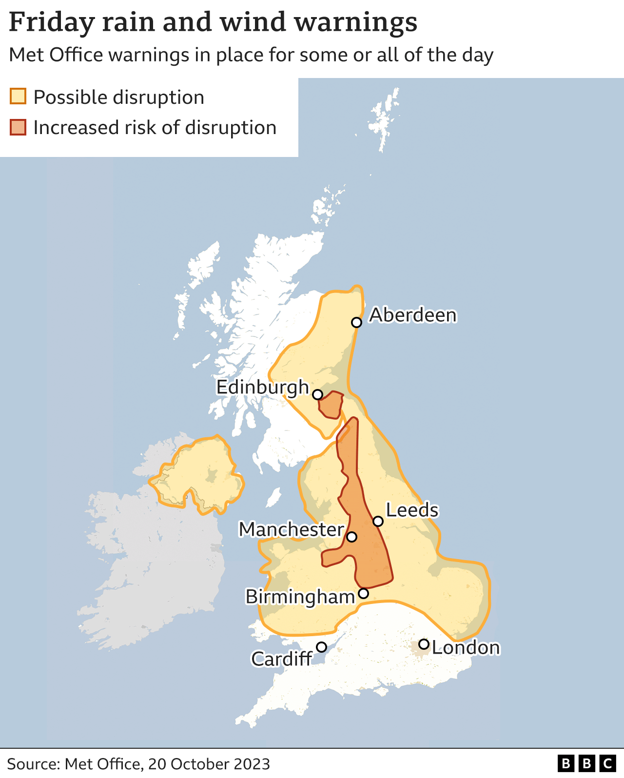 Weather warnings for Friday