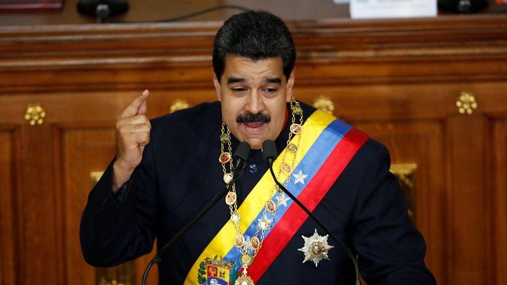 Venezuelan President Nicolás Maduro addressing the newly elected constituent assembly