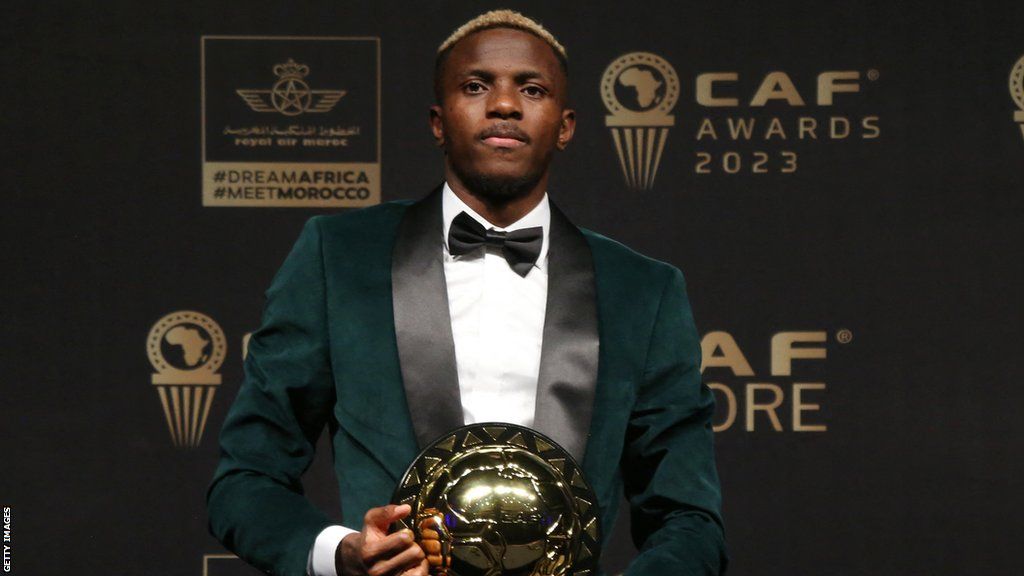 Victor Osimhen with his Confederation of African Football (Caf) Footballer of the Year award