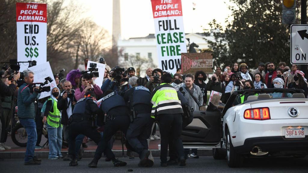 Pro-Palestinian protesters in Washington in March