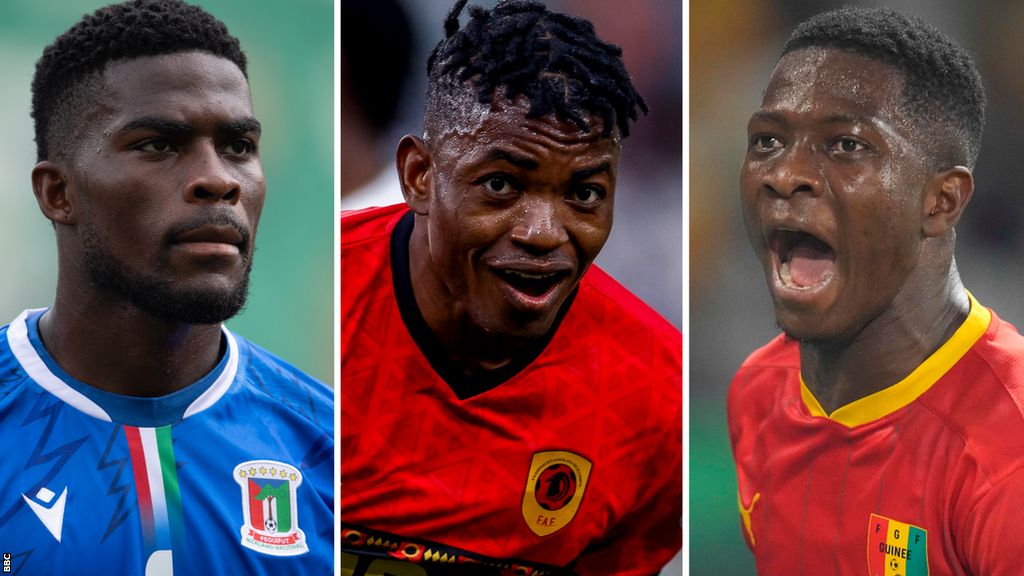 Equatorial Guinea goakeeper Jesus Owono, Angola forward Gelson Dala and Guinea player Aguibou Camara at the Africa Cup of Nations Afcon 2023 football finals
