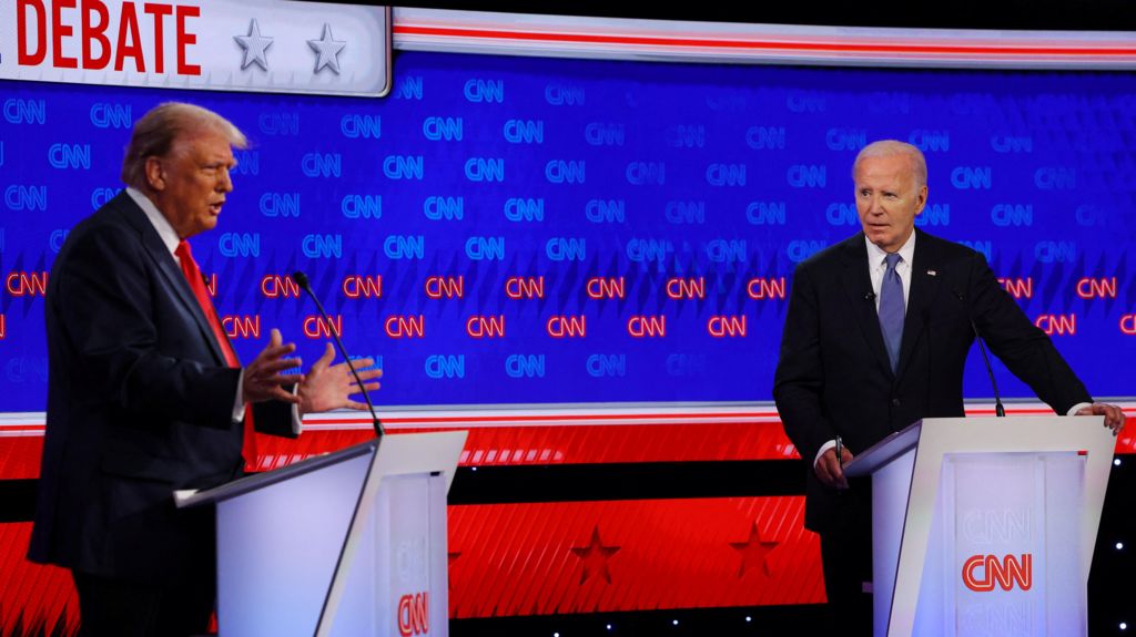 Donald Trump and Joe Biden at the debate June 27