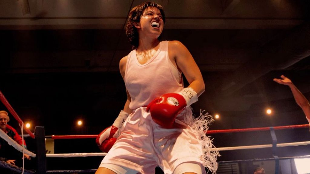 Sydney Sweeney in Christy, wearing boxing gloves while in the boxing ring