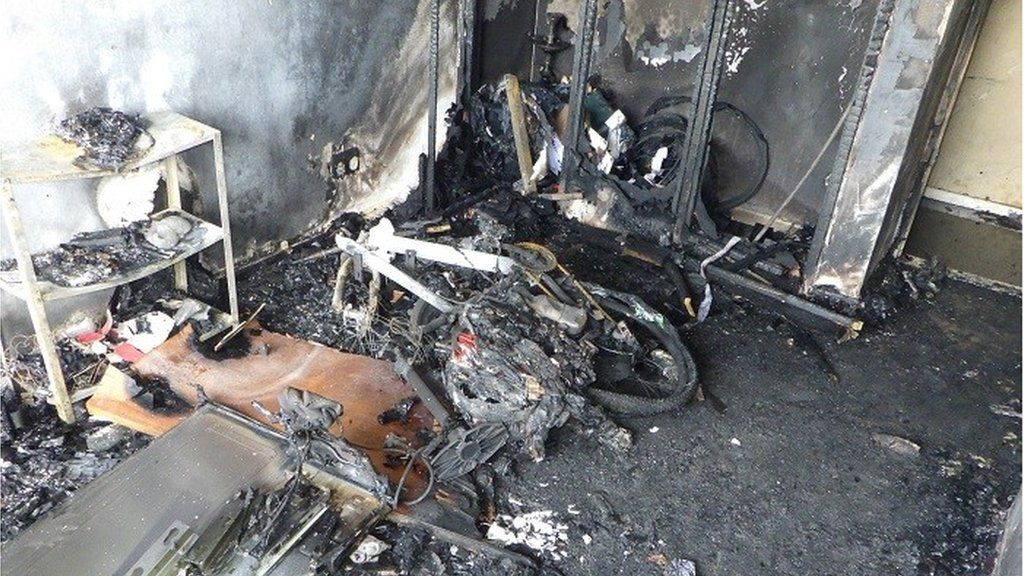 E-bike fire damage