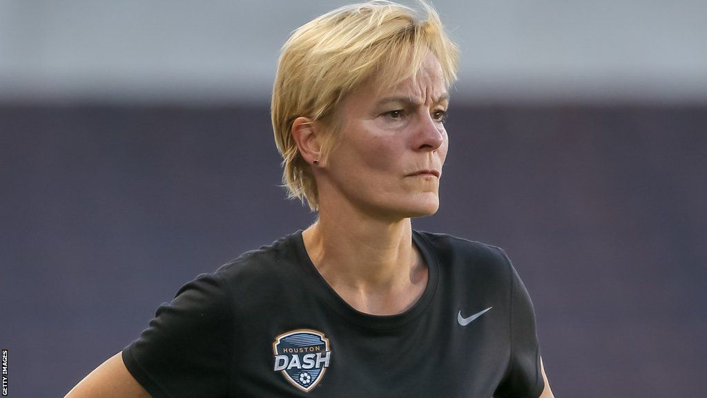 Vera Pauw watches her then Houston Dash team during a game in May 2018