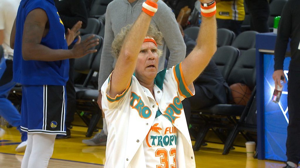 Will Ferrell entertains Golden State Warriors fans with warm-up routine