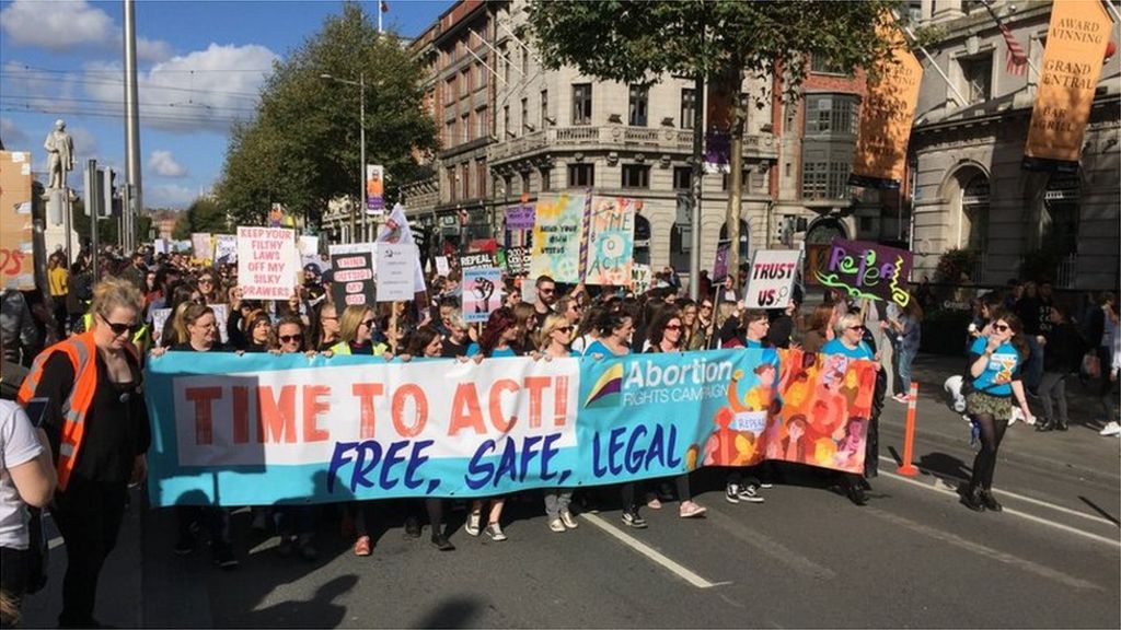 Irish abortion law Tens of thousands march for change BBC News