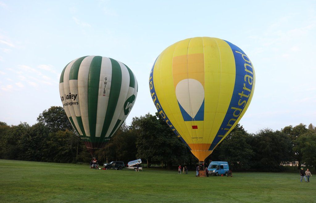 The balloons getting ready to launch from Bramcote Park