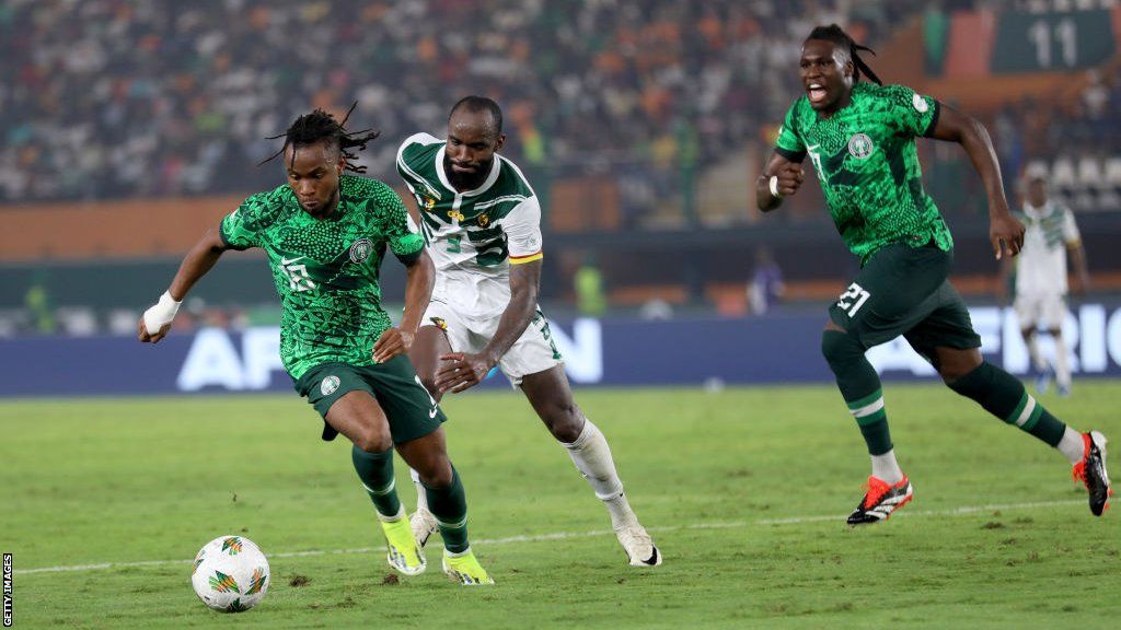 Ademola Lookman (left) playing for Nigeria