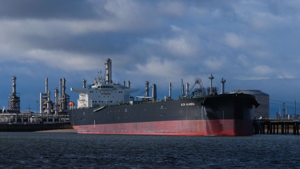 Oil tanker at Teesside port