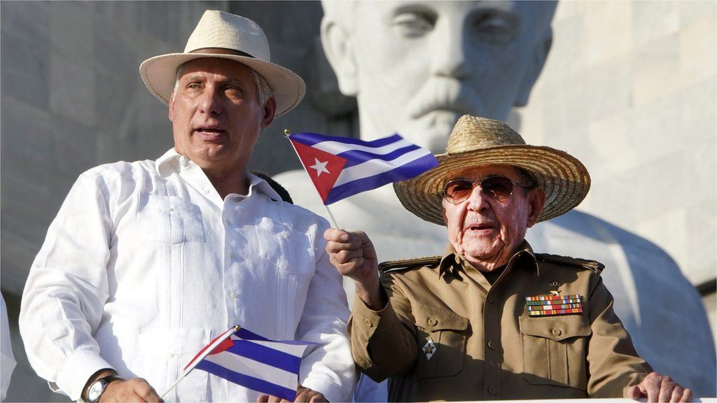 Miguel Díaz-Canel and Raúl Castro